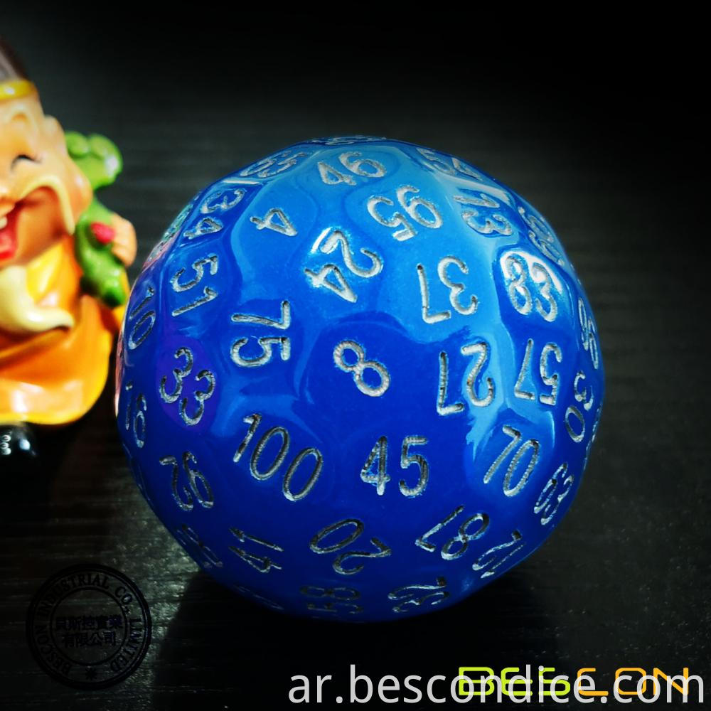 Luminous D100 Dice Acid Blue 2